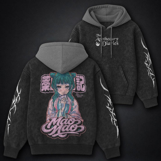 Apothecary Diaries Premium Black and Grey Washed Hoodie