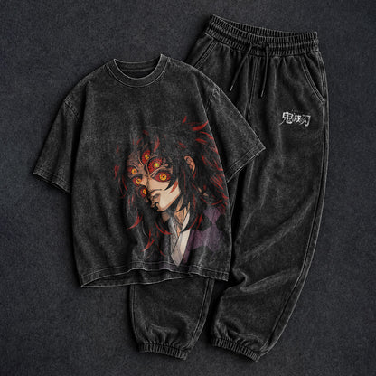 Demon Slayer Washed Black T-Shirt and Joggers Combo
