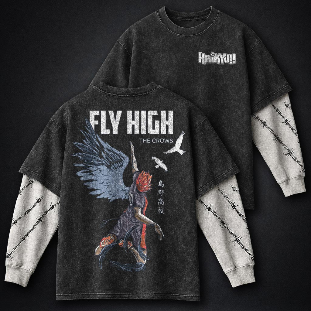 Haikyuu Classic Washed Double Sleeves T-Shirt