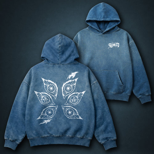 Demon Slayer Amazing Blue Faded Hoodie