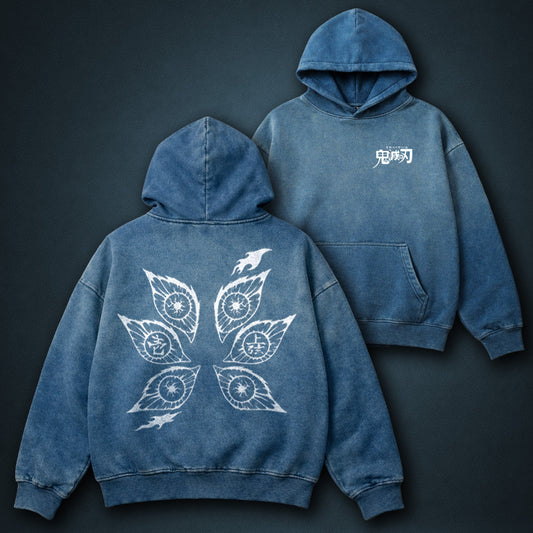 Demon Slayer Amazing Blue Faded Hoodie