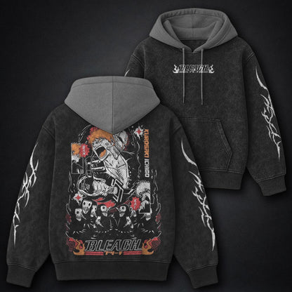Bleach Classic Black and Grey Washed Hoodie