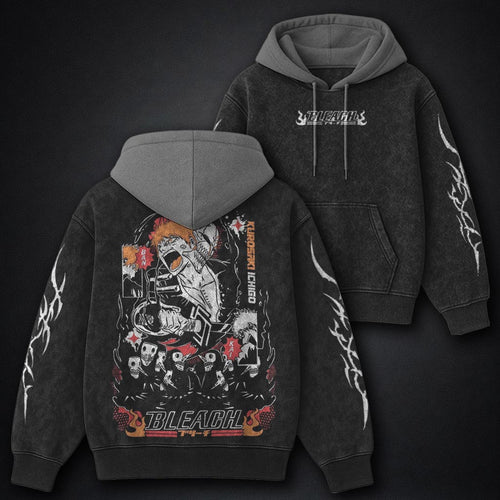 Bleach Classic Black and Grey Washed Hoodie