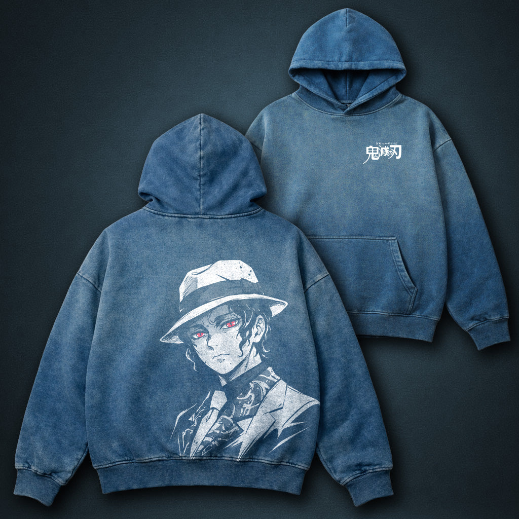 Demon Slayer Muzan Blue Faded Hoodie
