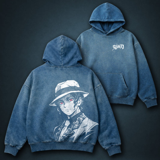 Demon Slayer Muzan Blue Faded Hoodie