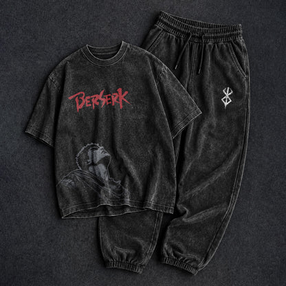Berserk Washed Black T-Shirt and Joggers Combo