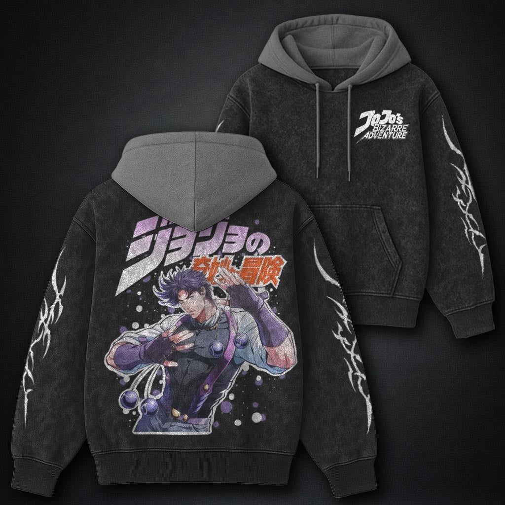 JoJo Bold Black and Grey Washed Hoodie