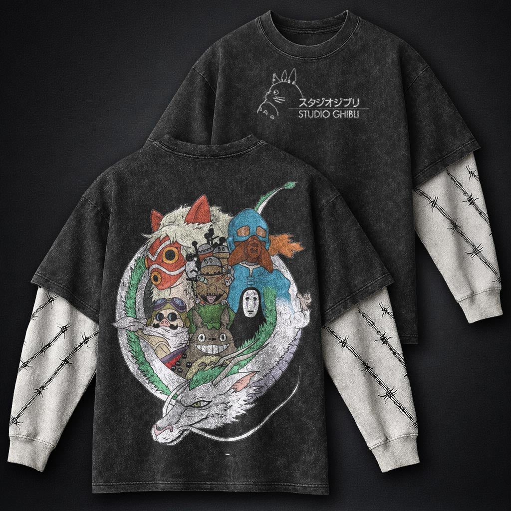 Ghibli Heavyweight Washed Double Sleeves T-Shirt