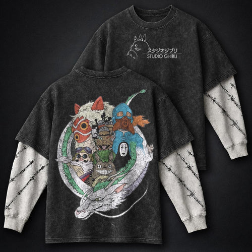 Ghibli Heavyweight Washed Double Sleeves T-Shirt