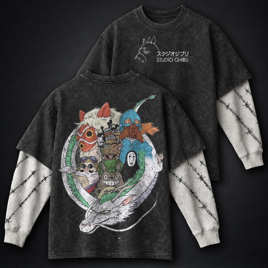 Ghibli Heavyweight Washed Double Sleeves T-Shirt