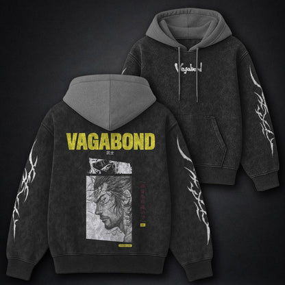 Vagabond Washed Black and Grey Washed Hoodie