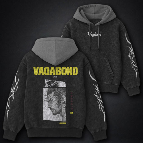 Vagabond Washed Black and Grey Washed Hoodie