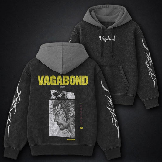 Vagabond Washed Black and Grey Washed Hoodie