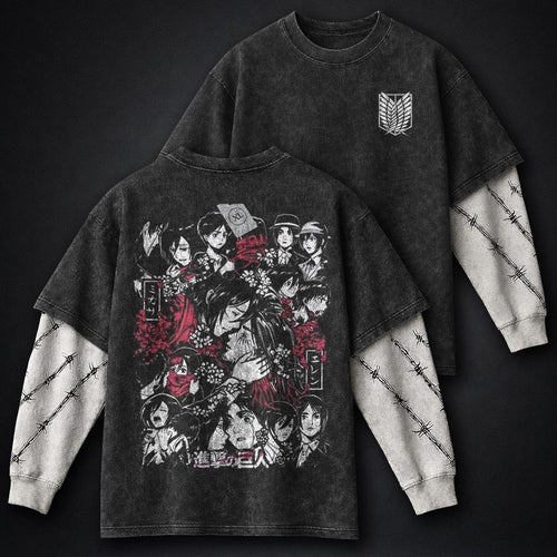 Attack on Titan Statement Washed Double Sleeves T-Shirt