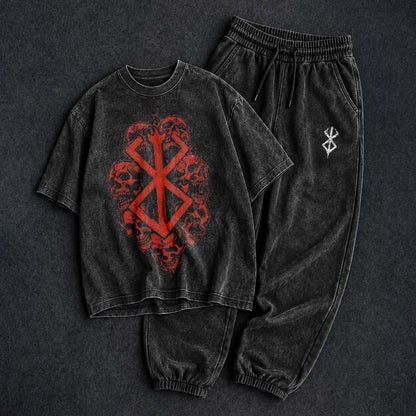 Berserk Washed Black T-Shirt and Joggers Combo