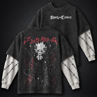 Black Clover Premium Washed Double Sleeves T-Shirt