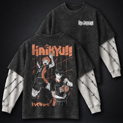 Haikyuu Essential Washed Double Sleeves T-Shirt