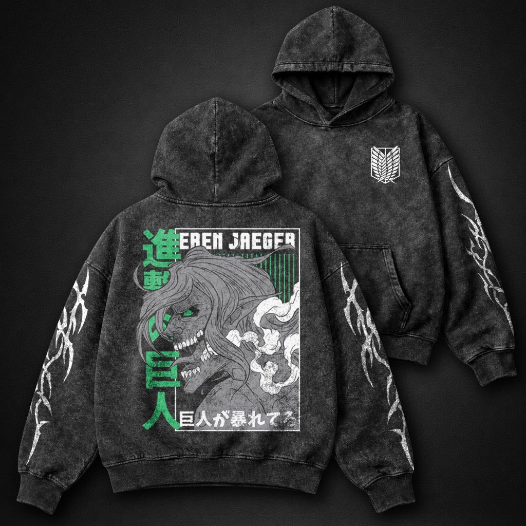 Attack on Titan Oversized Washed Hoodie