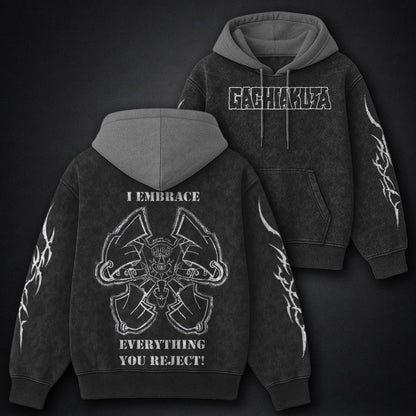 Gachiakuta Premium Black and Grey Washed Hoodie