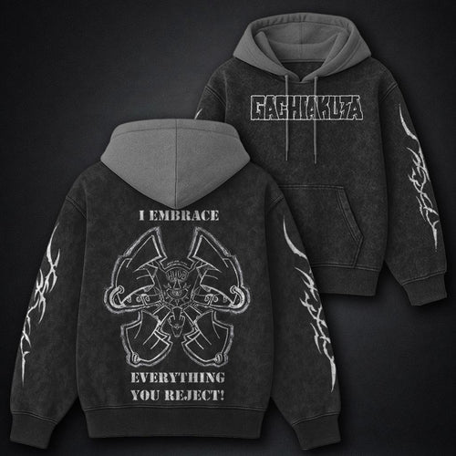 Gachiakuta Premium Black and Grey Washed Hoodie
