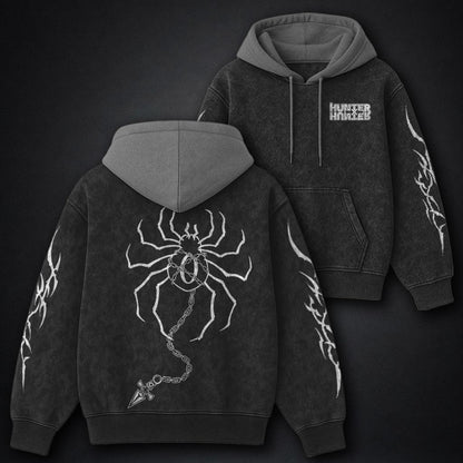 Hunter x Hunter Vintage Black and Grey Washed Hoodie