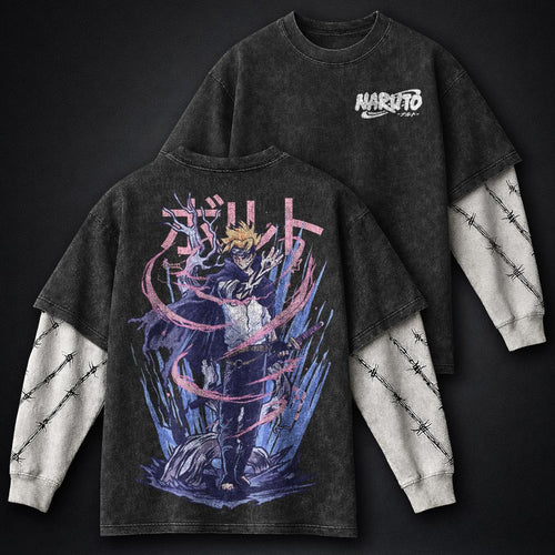 Naruto Urban Washed Double Sleeves T-Shirt