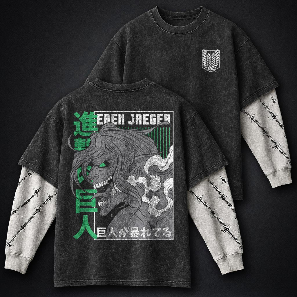 Attack on Titan Soft Washed Double Sleeves T-Shirt