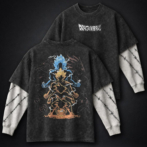 Dragon Ball Classic Washed Double Sleeves T-Shirt