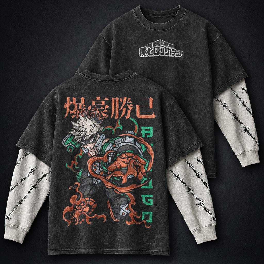 My Hero Academia Vintage Washed Double Sleeves T-Shirt
