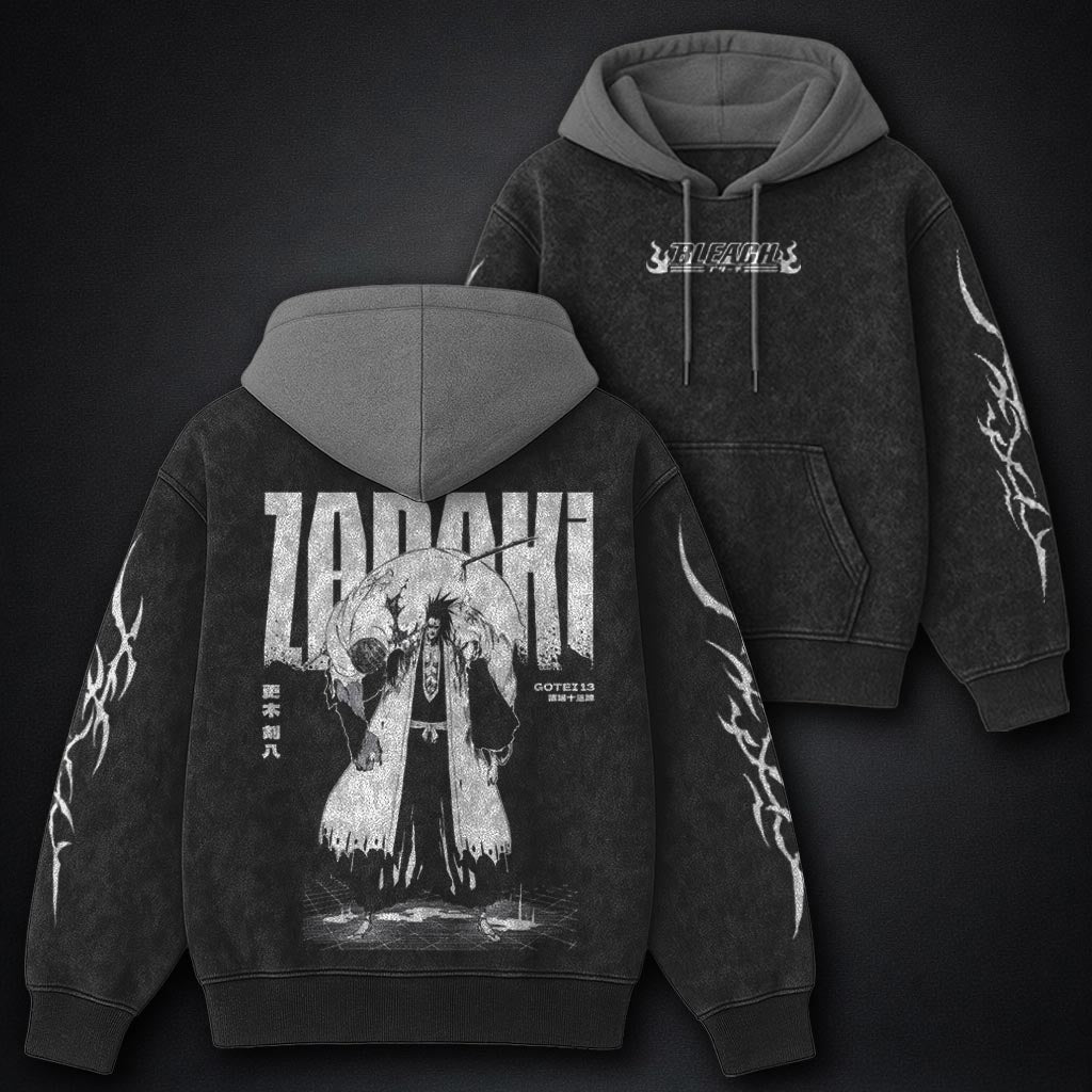 Bleach Premium Black and Grey Washed Hoodie
