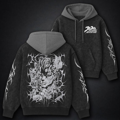 JoJo Distressed Black and Grey Washed Hoodie