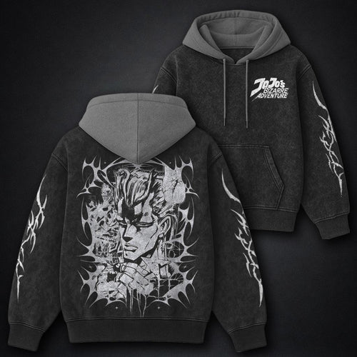 JoJo Distressed Black and Grey Washed Hoodie