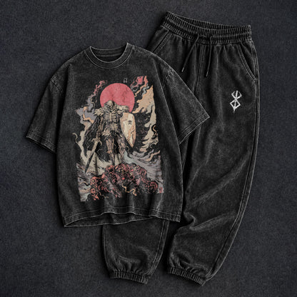 Berserk Washed Black T-Shirt and Joggers Combo