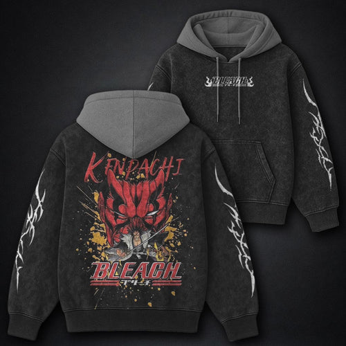 Bleach Urban Black and Grey Washed Hoodie