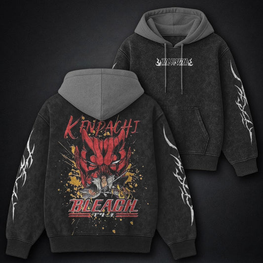 Bleach Urban Black and Grey Washed Hoodie