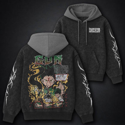 Hunter x Hunter Cozy Black and Grey Washed Hoodie
