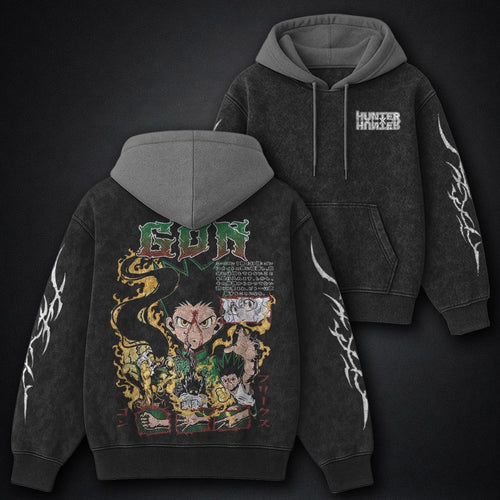 Hunter x Hunter Cozy Black and Grey Washed Hoodie