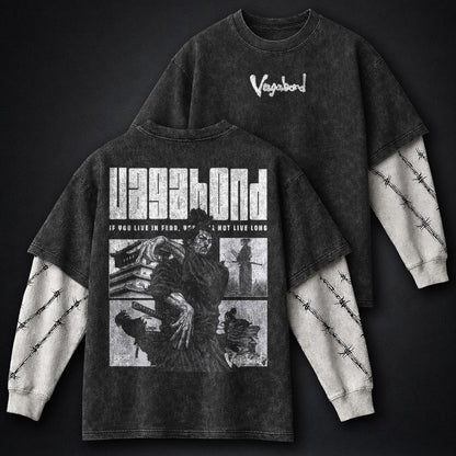 Vagabond Graphic Washed Double Sleeves T-Shirt