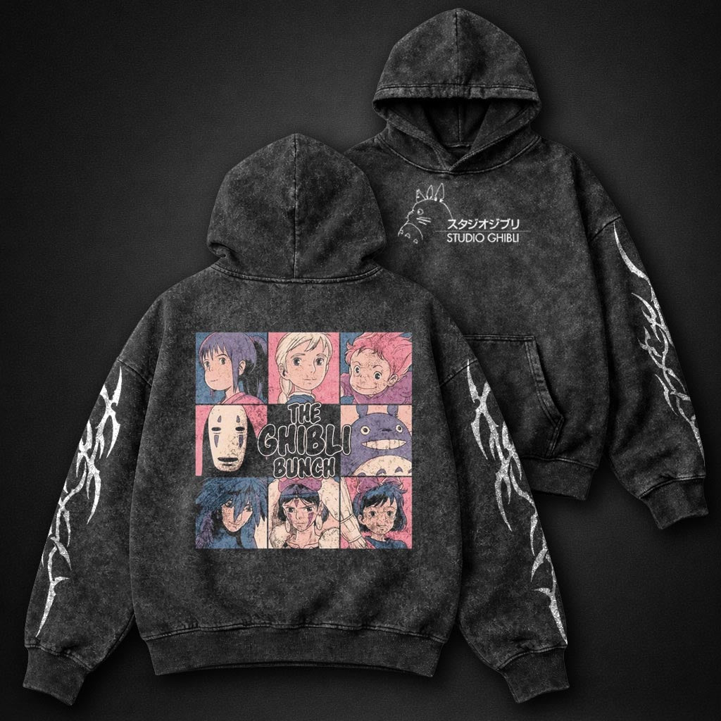 Ghibli Streetwear Washed Hoodie