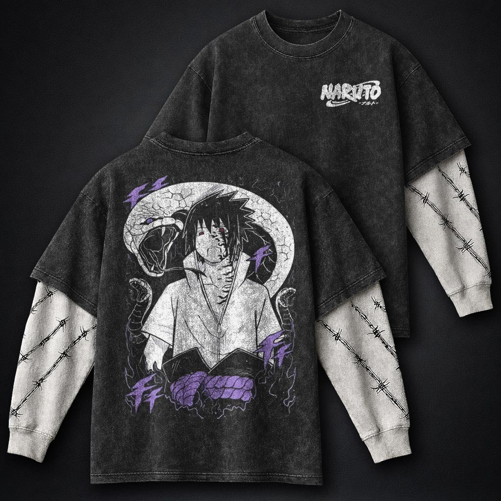 Naruto Premium Washed Double Sleeves T-Shirt