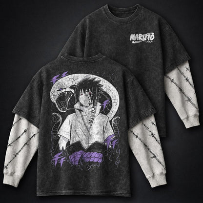 Naruto Premium Washed Double Sleeves T-Shirt