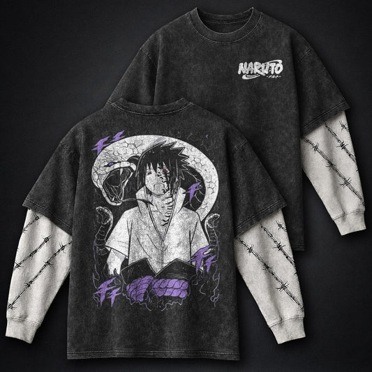 Naruto Premium Washed Double Sleeves T-Shirt