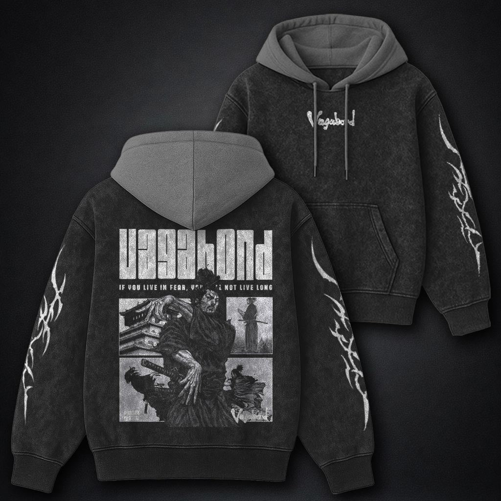 Vagabond Premium Black and Grey Washed Hoodie