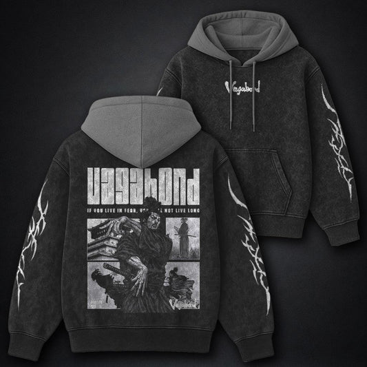 Vagabond Premium Black and Grey Washed Hoodie