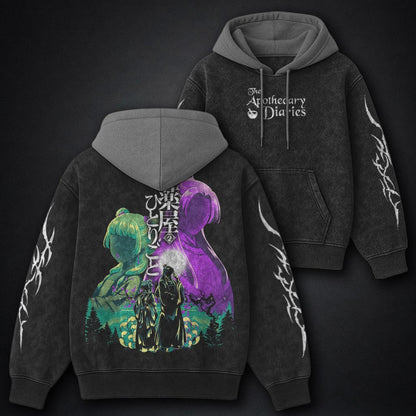 Apothecary Diaries Classic Black and Grey Washed Hoodie