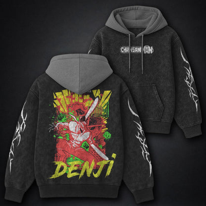 Chainsaw Man Washed Black and Grey Washed Hoodie