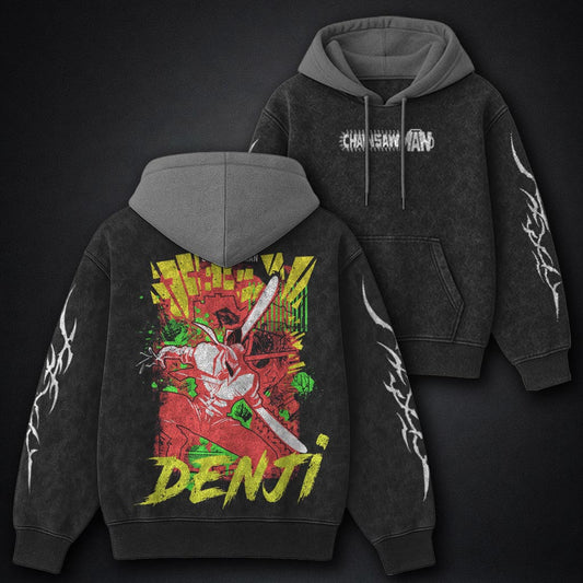 Chainsaw Man Washed Black and Grey Washed Hoodie