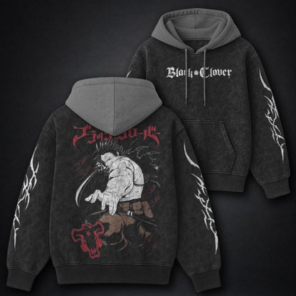 Black Clover Classic Black and Grey Washed Hoodie