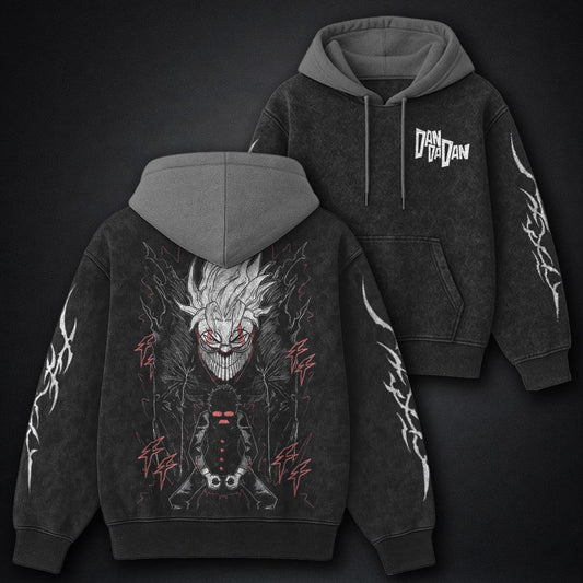 Dandadan Premium Black and Grey Washed Hoodie
