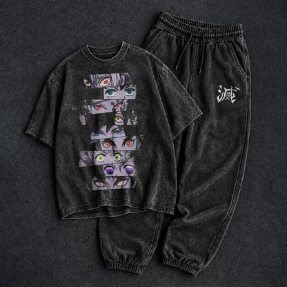 Demon Slayer Washed Black T-Shirt and Joggers Combo